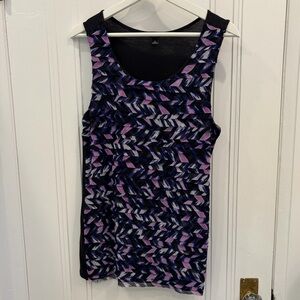 Ann Taylor Patterned Sleeveless Ruffle Top